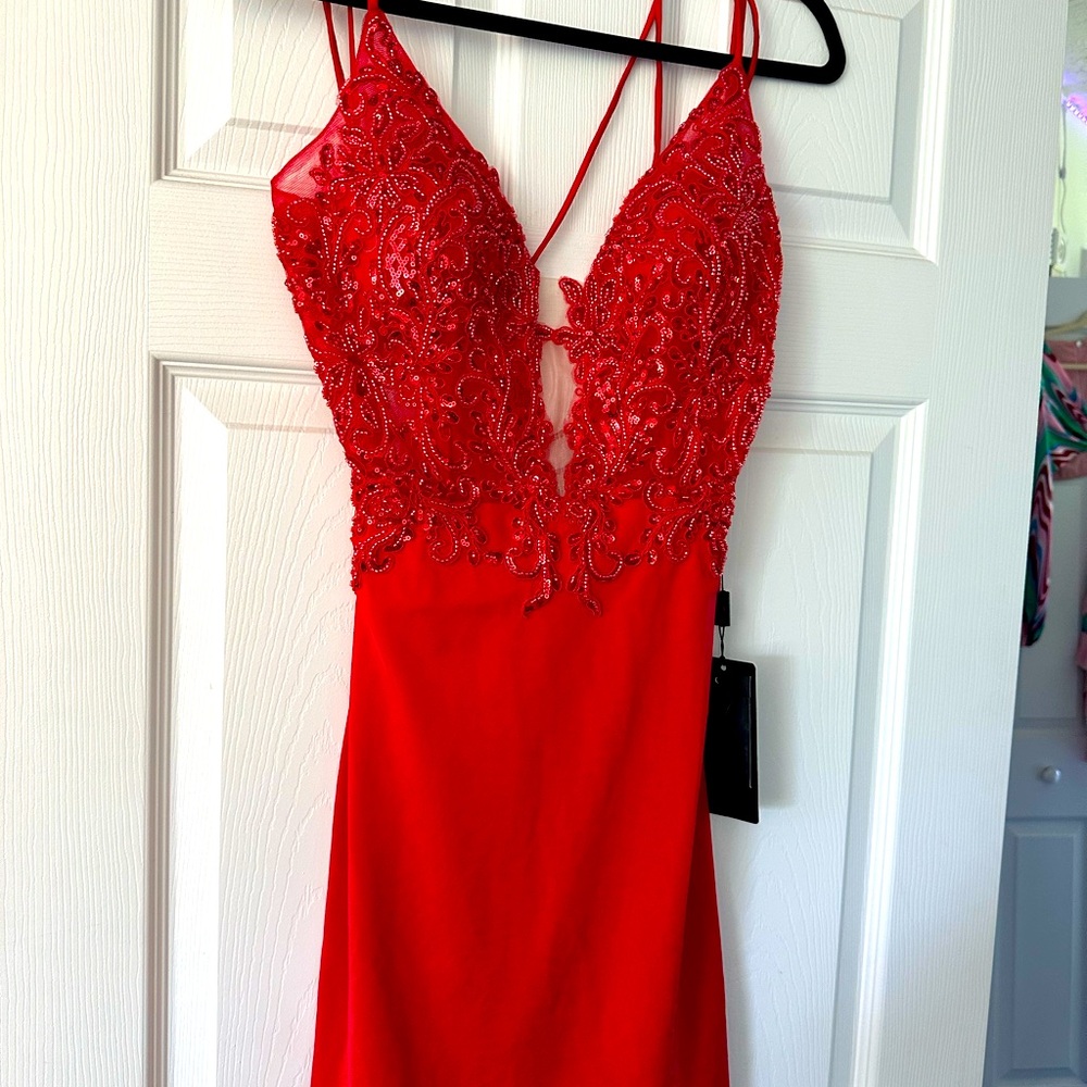 Red sequin formal dress